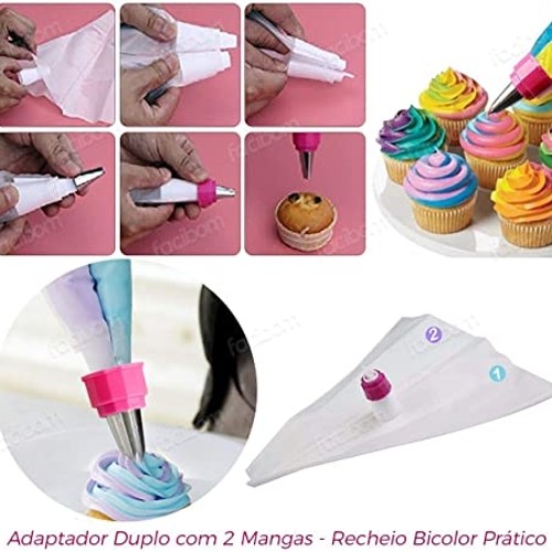 Jogo Com 6 Bicos Para Confeitar Bolos E Cupcakes + Adaptador